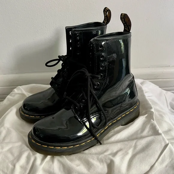 Dr. Martens Jadon Black Patent Leather Boots Size US 5M 6L - Picture 4 of 6